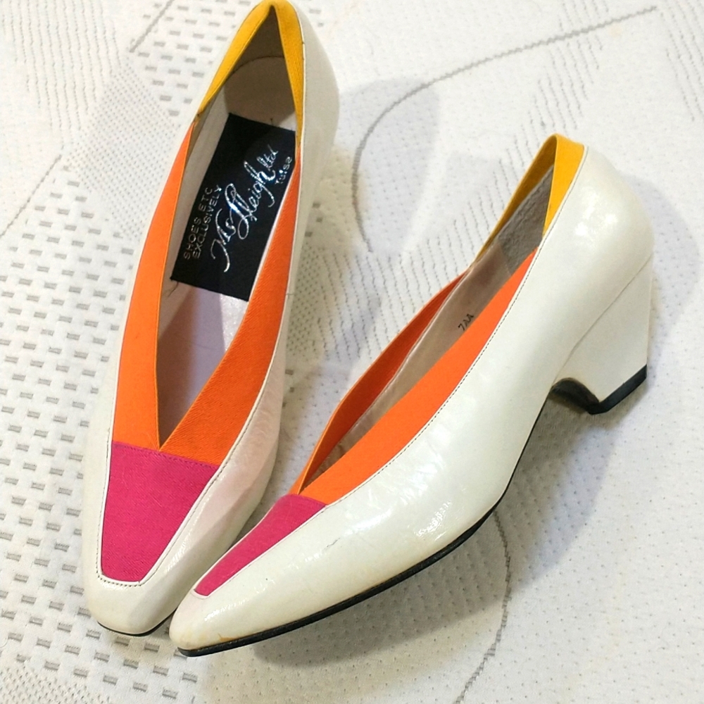 Vintage 1980s colorful pumps.